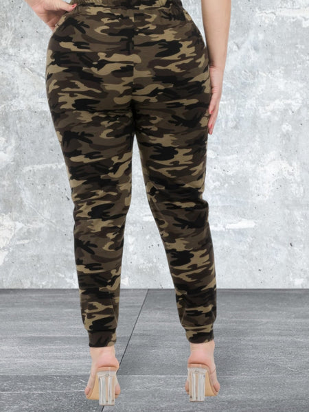 Plus Size Camo Print Joggers