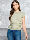 Short Sleeve Side Ruched Detail Top