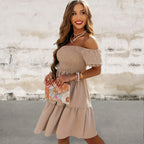 Ruffled Off-Shoulder Short Sleeve Dress