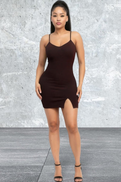 Sleeveless bodycon slit Mini dress
