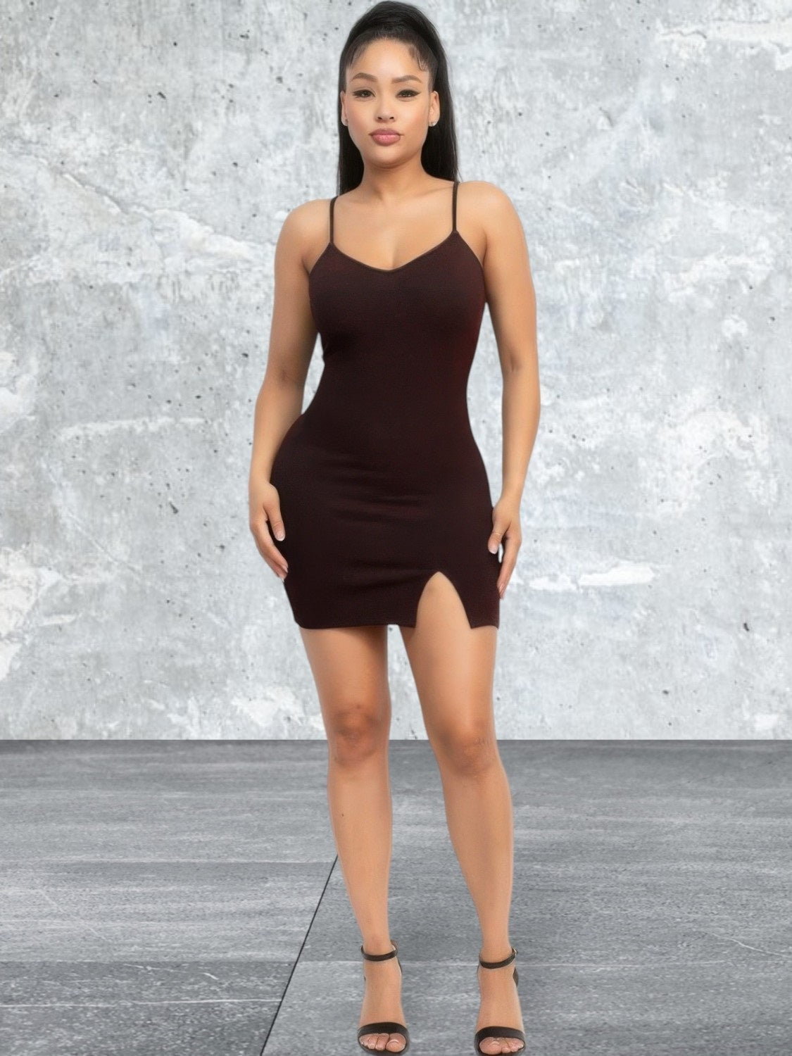 Sleeveless bodycon slit Mini dress