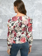 Long sleeve v-neck floral print top
