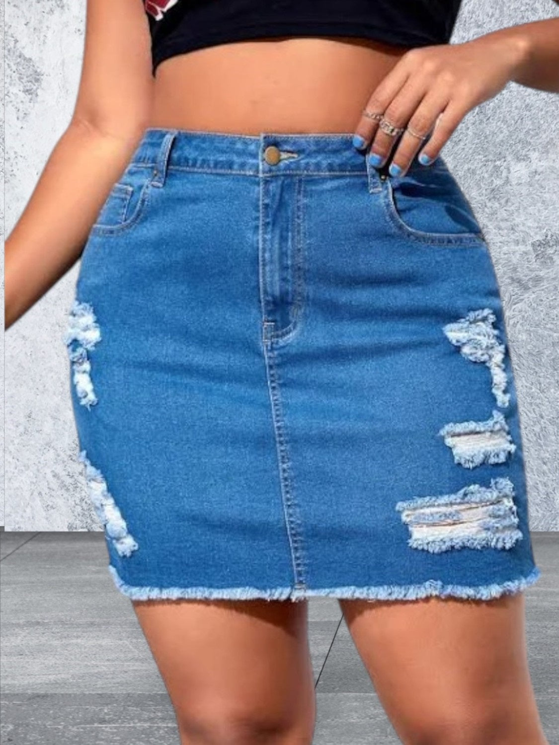 Plus Size Mini Denim Skirt