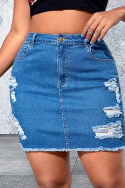 Plus Size Mini Denim Skirt