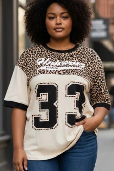 Short Sleeve Juniors Loose Fit Leopard Print Summer Top