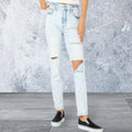 Women's junior high rise denim ripped jeans