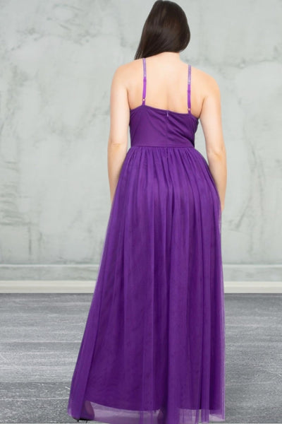 Sleeveless Tulle Maxi Dress