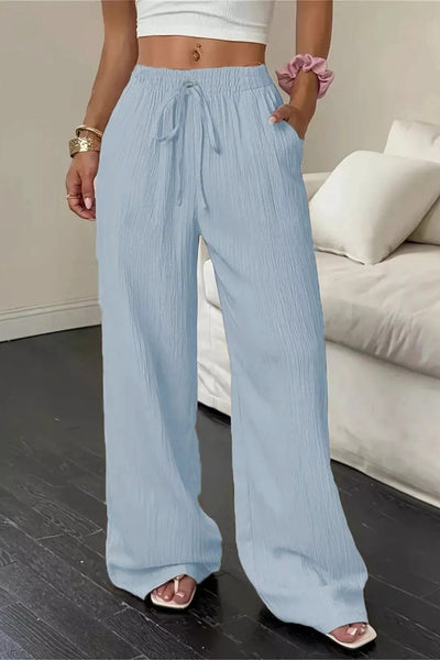 Wide Leg Pants with Drawstring