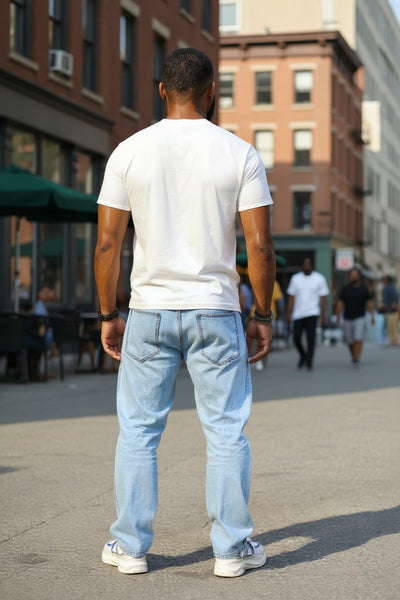 Men's Classic Straight Leg Light Blue Denim Jeans