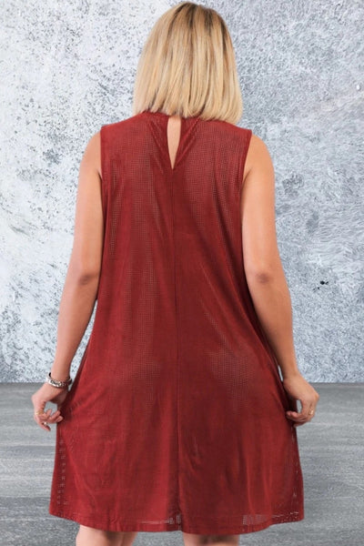 Plus Size Rust Sleeveless Short Dress