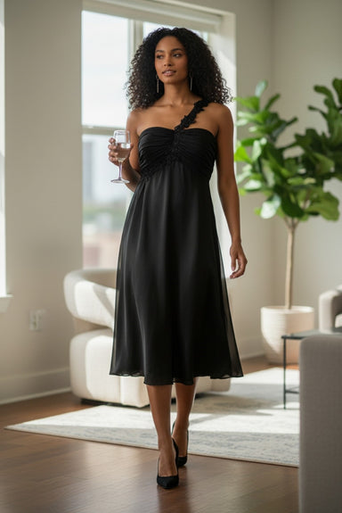 scarlett nite black dress Scarlett Nite Black One Shoulder Missy Dress