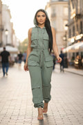 Sleeveless Cargo Jumpsuit