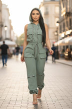 Sleeveless Cargo Jumpsuit