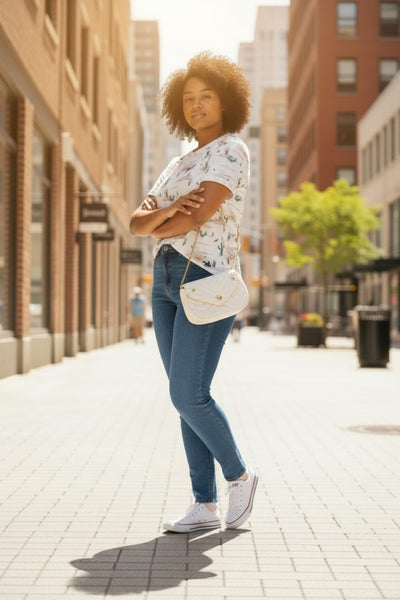 Cactus Print Crew Neck Short Sleeve Top