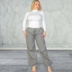 Plus Size Drawstring Waist Parachute Pants