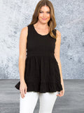 Sleeveless Black Round Neck Babydoll Top