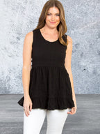 Sleeveless Black Round Neck Babydoll Top