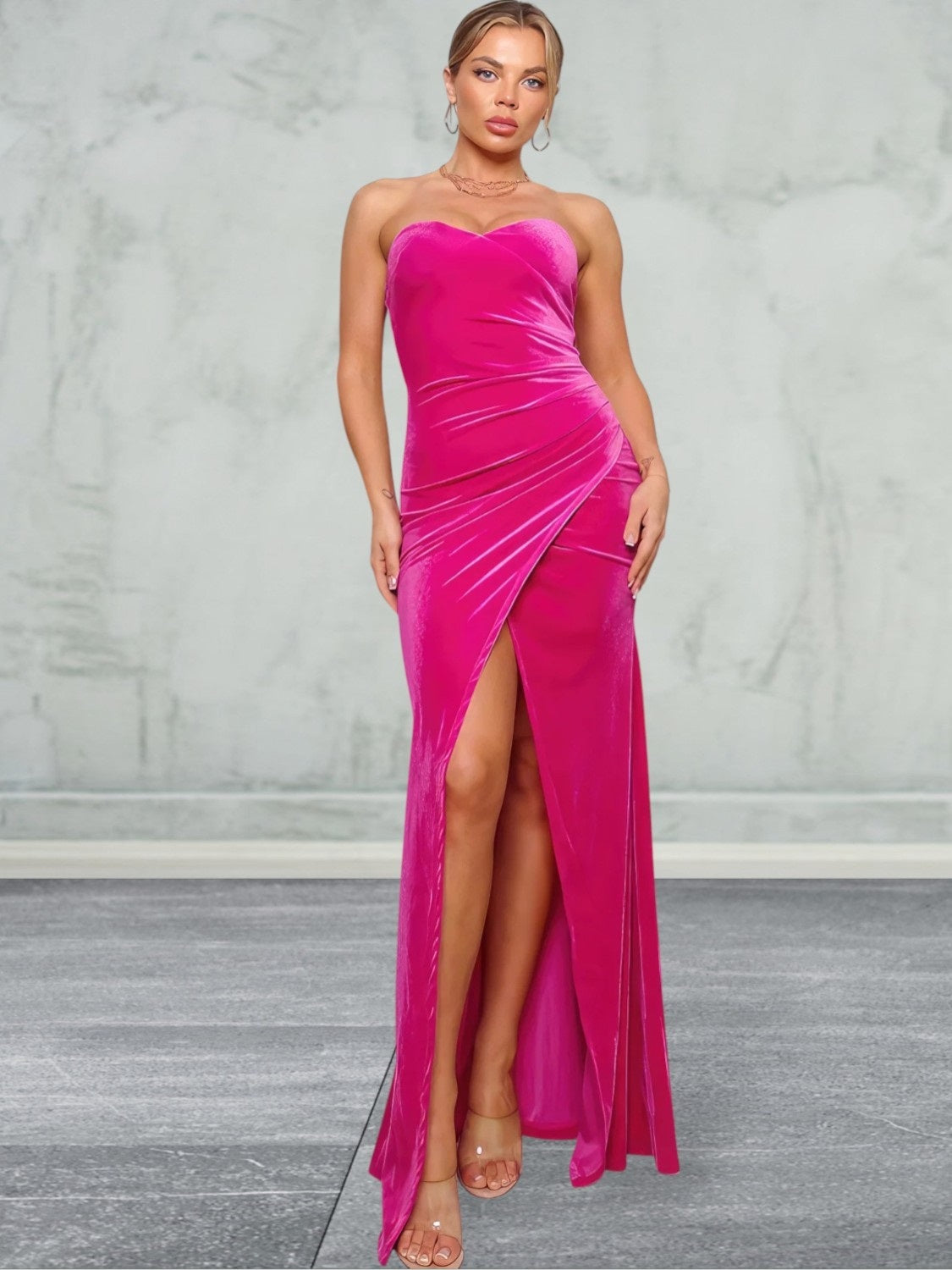 Strapless Maxi Velvet Dress