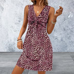 Sleeveless Leopard V-Neck Mini Dress