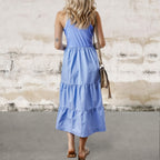 Sleeveless Sepia Rose Ribbed Vest Style Midi Dress with Pockets