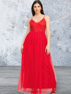 Women's Glitter Straps Mesh Tulle Maxi Dress