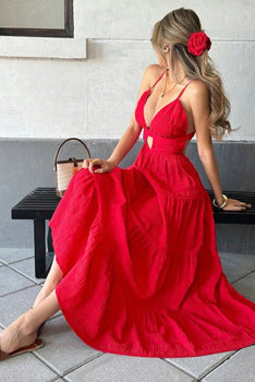 Tiered Maxi Dress with Cutout Detail