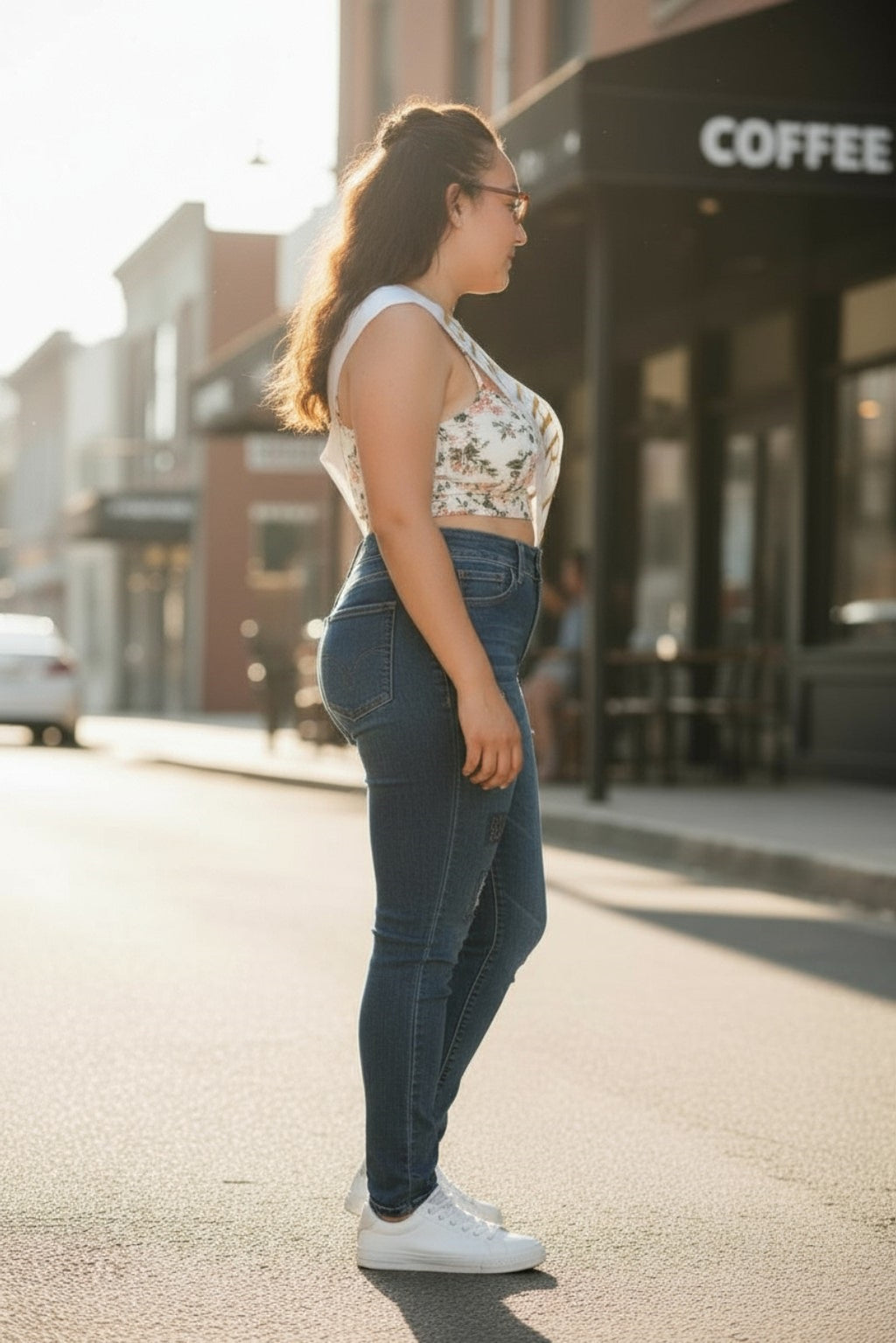 Juniors stretchy high rise skinny dark blue jeans