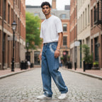 Men's Denim Washed Straight Leg Jeans