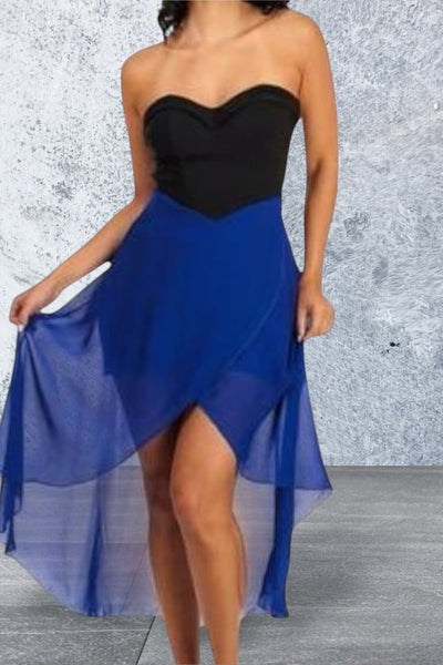 Strapless high low juniors chiffon dress