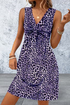 Sleeveless Leopard V-Neck Mini Dress