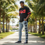 Men ripped skinny palm tree Jeans