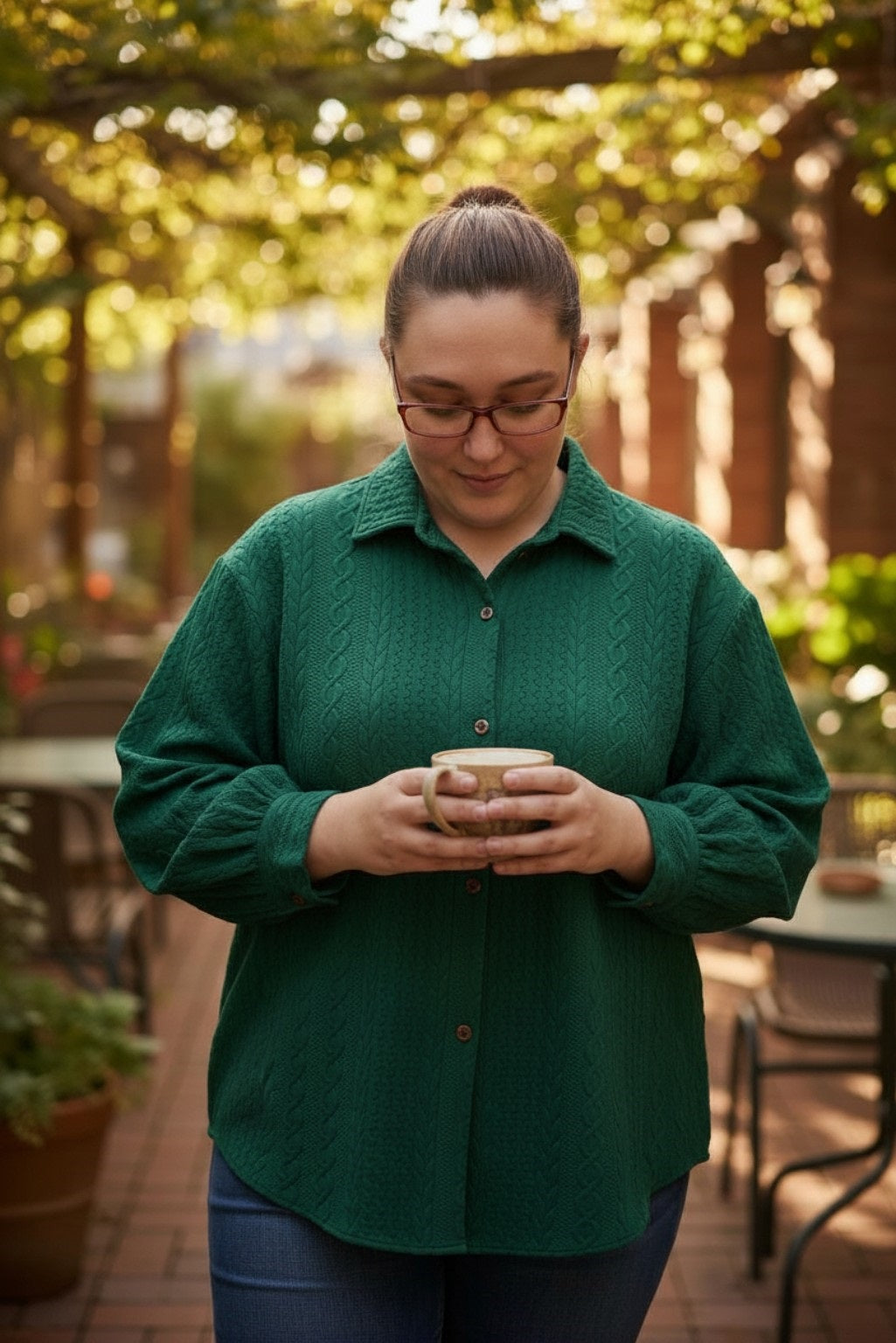 Women's Cable Texture Long Sleeve Shacket