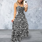 Leopard Print Spaghetti Strap Maxi Dress