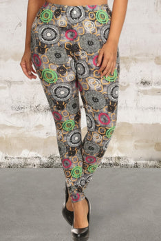 Plus Size Abstract Print Leggings