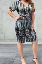 Short Sleeve Surplice  Dress