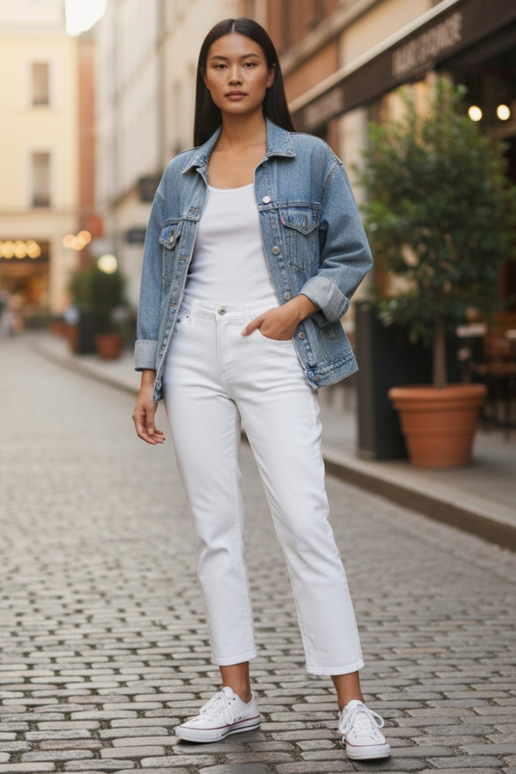 Womens white high rise straight leg jean