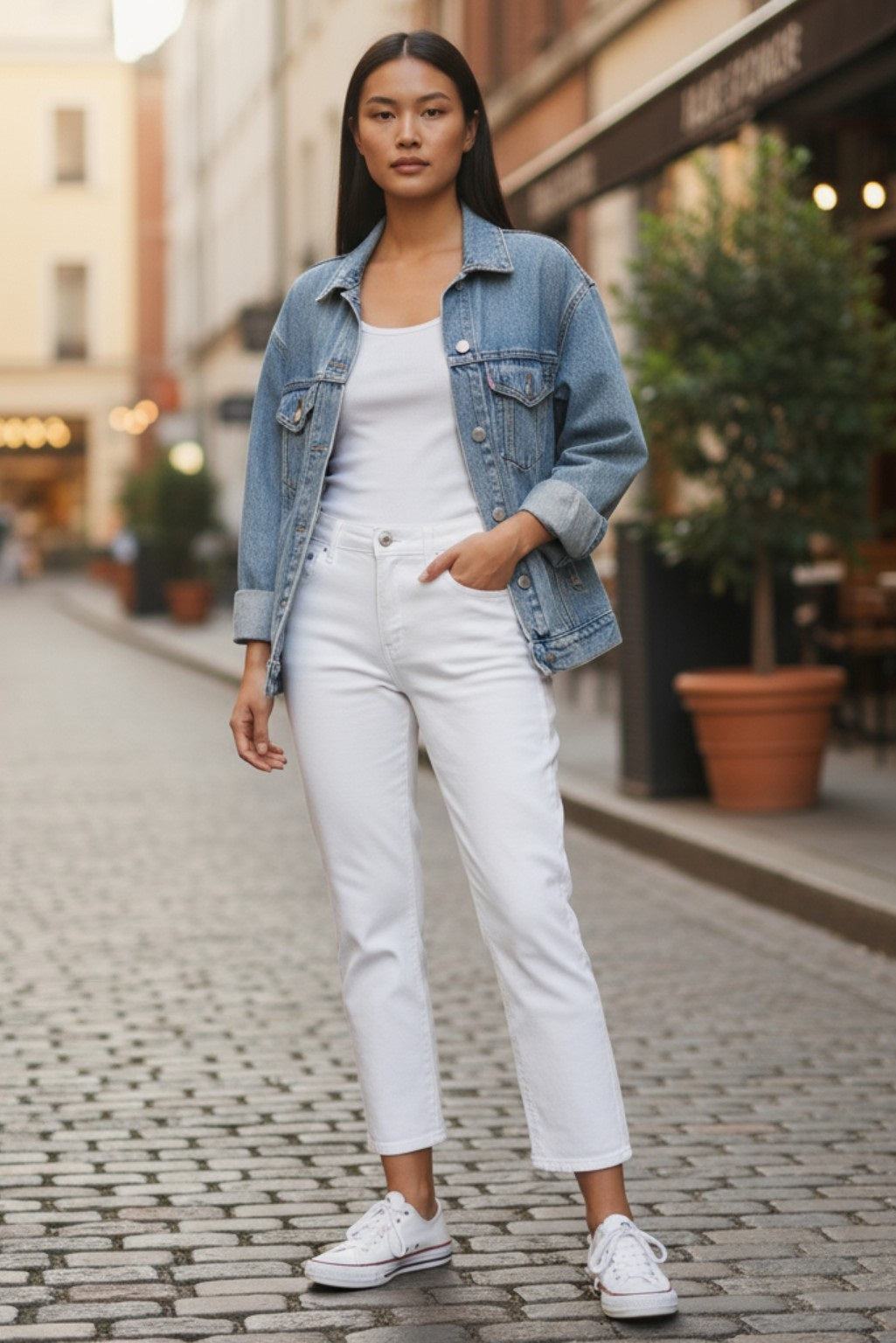 Womens white high rise straight leg jean