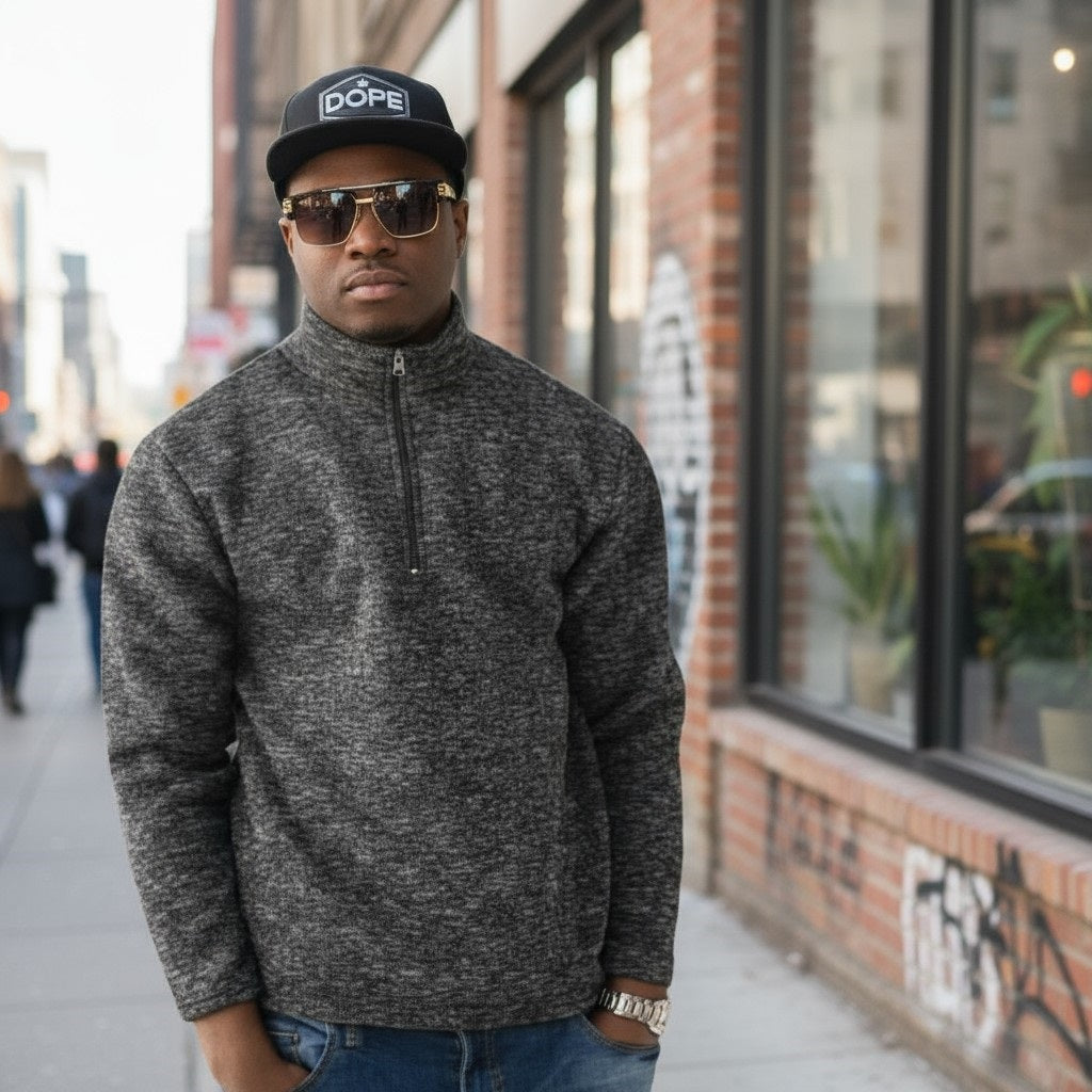 Men long sleeve 1/4 zip front sweater