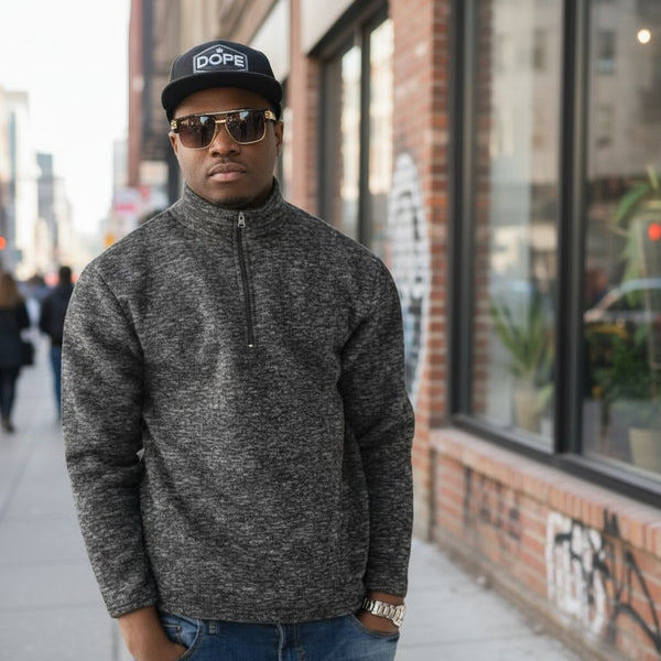 Men long sleeve 1/4 zip front sweater