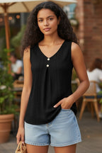 Sleeveless  Slightly stretchy Lace V-Neck Tank Top