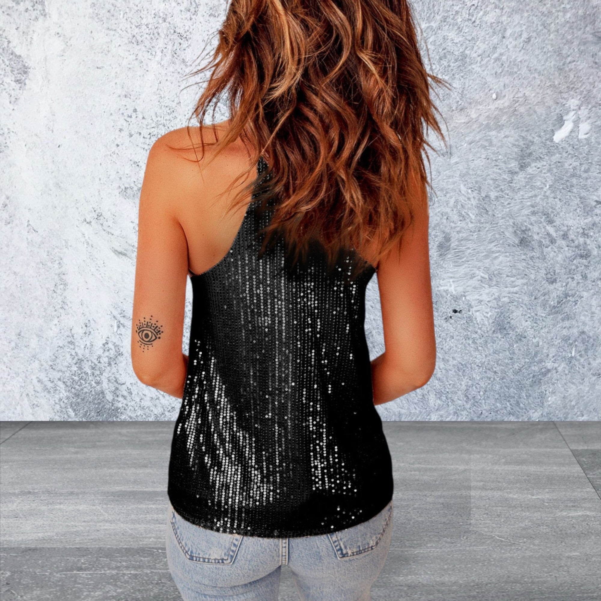 Sleeveless Sequin Racerback Tank Top