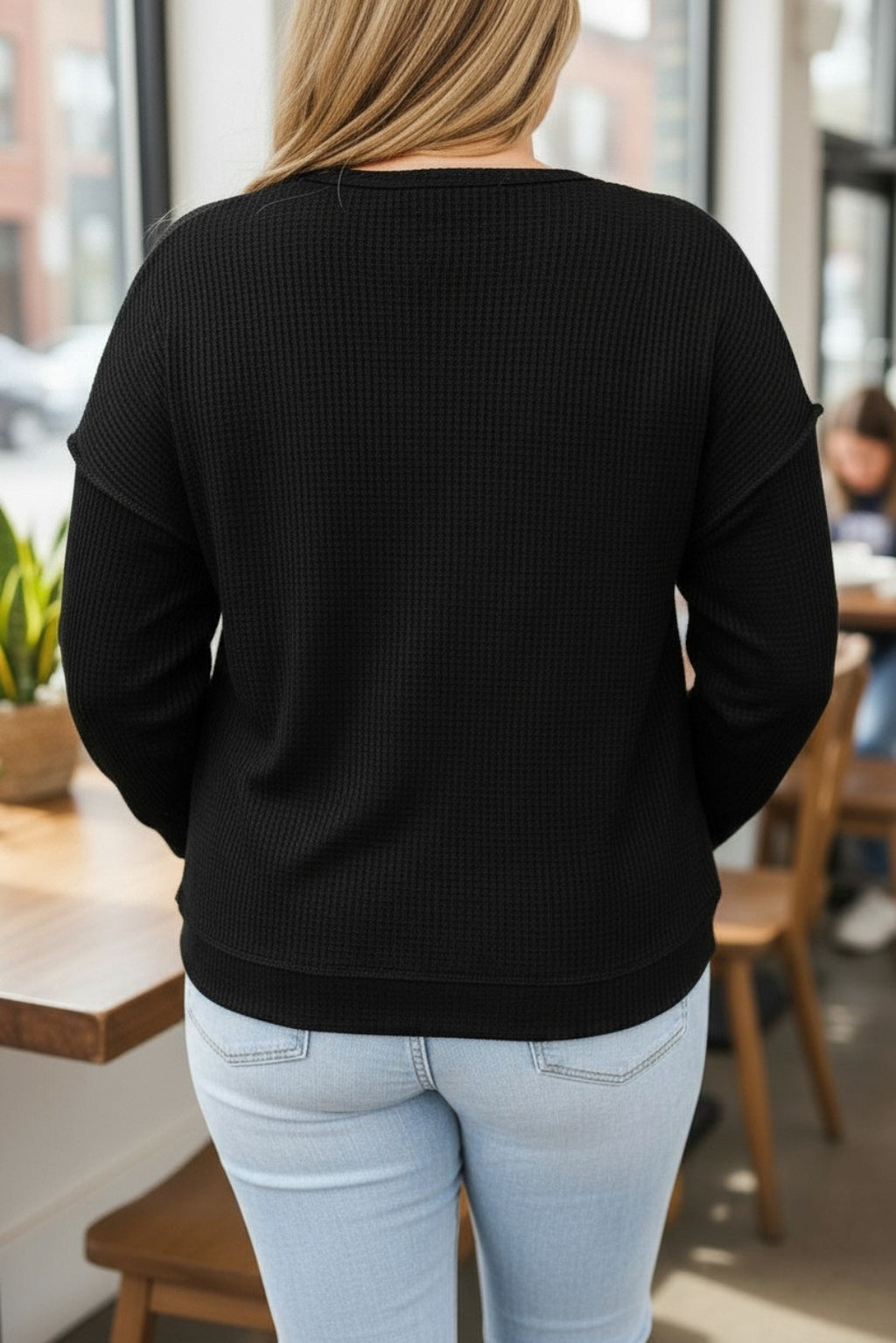 Plus Size Leopard Waffle Knit Top