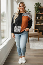 Plus Size Leopard Waffle Knit Top