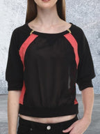 Apple Bottoms Zip Off The Shoulder Sheer Crop Top