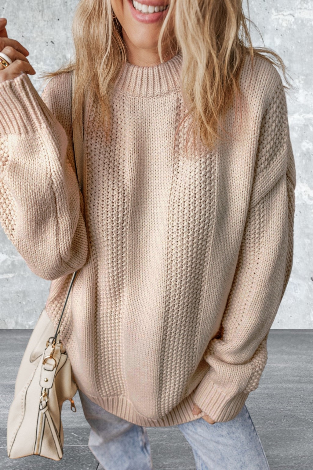 Cable Knit Ribbed Loose Sweater
