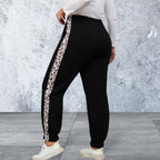Plus Size Leopard Print On The Side Joggers