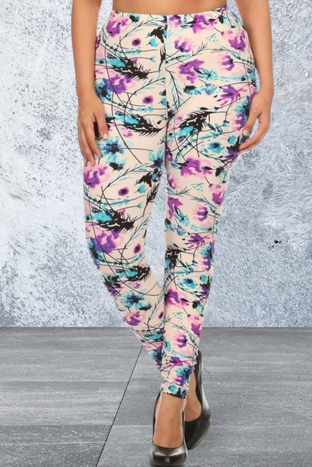 Plus Size Floral Print Leggings