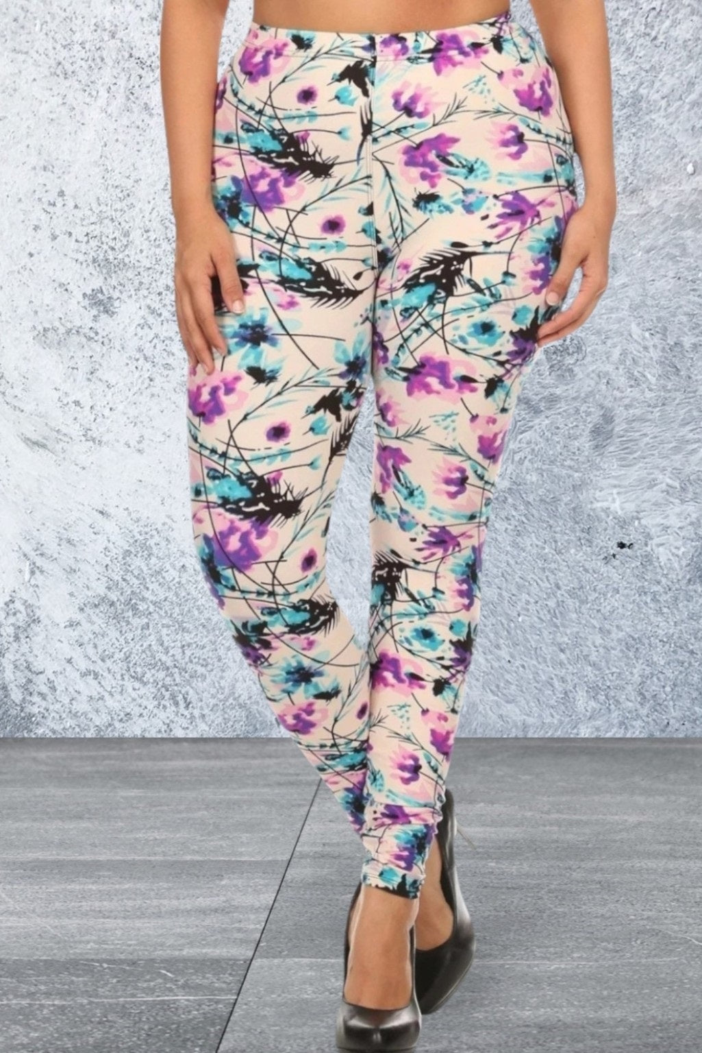Plus Size Floral Print Leggings
