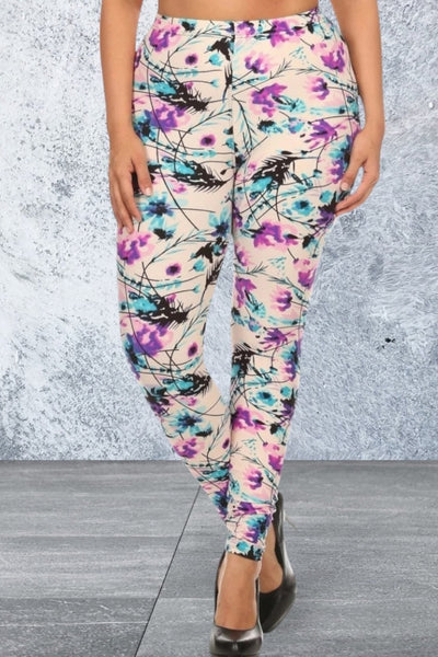 Plus Size Floral Print Leggings