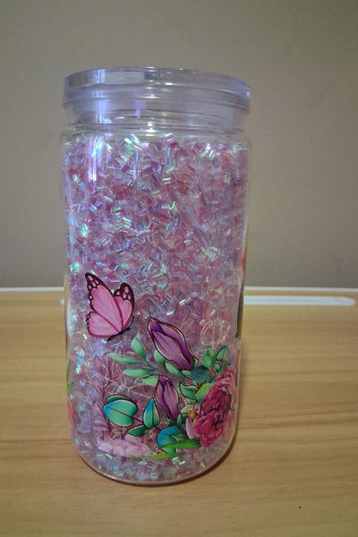 Plastic tumbler with a colorful elephant design